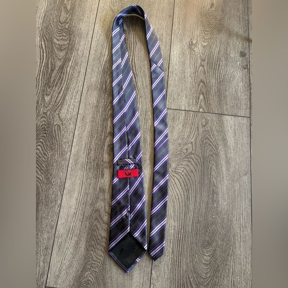 Brand Q Elegant Striped Purple Tie - Picture 2 of 5